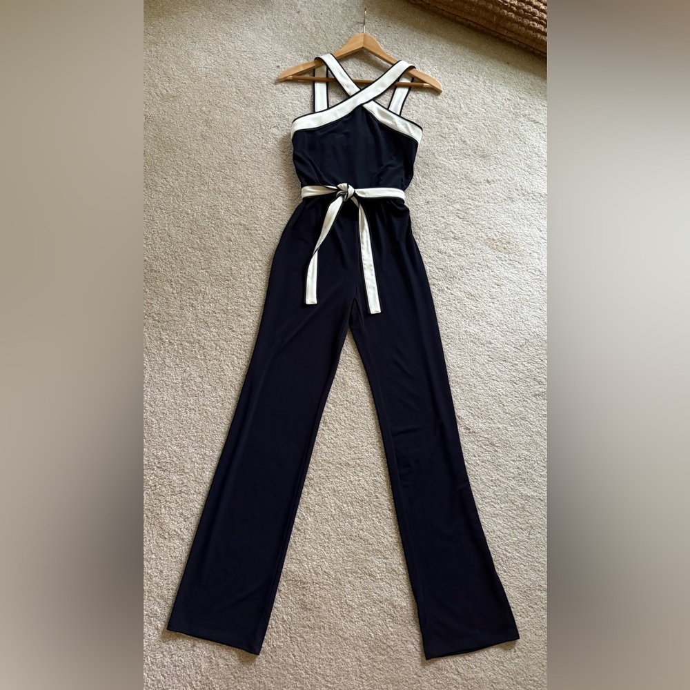 Ann Taylor Navy and White Halter Jumpsuit- New with Tags